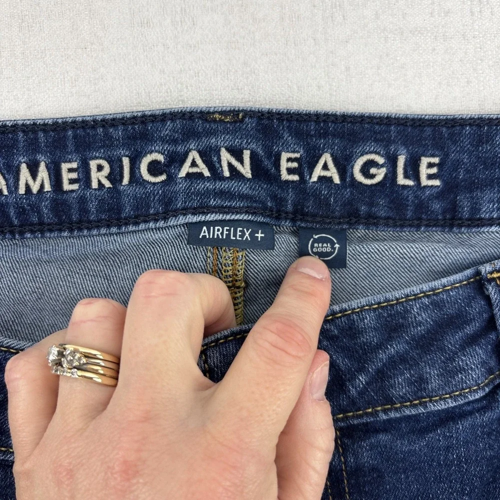 American Eagle‎ Original Boot Jeans Mens 40x32 Dark Blue Denim Pants Whiskered